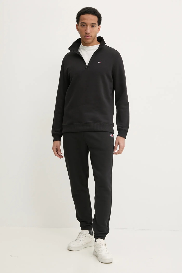 Tommy Jeans hanorac bărbați cu bumbac DM0DM20339 negru SS26