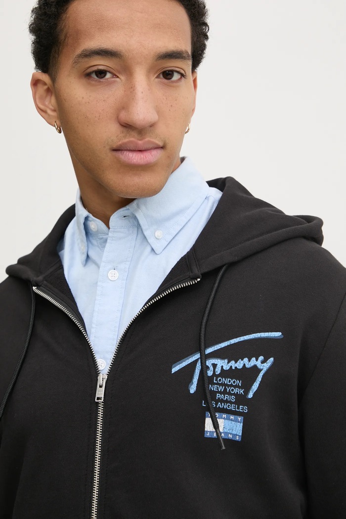 Bavlněná mikina Tommy Jeans černá DM0DM21101