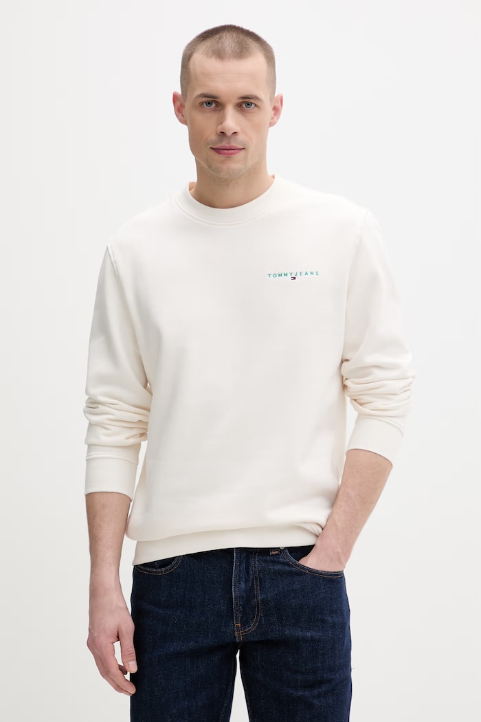 Tommy Jeans mikina pánska s bavlnou béžová DM0DM20249