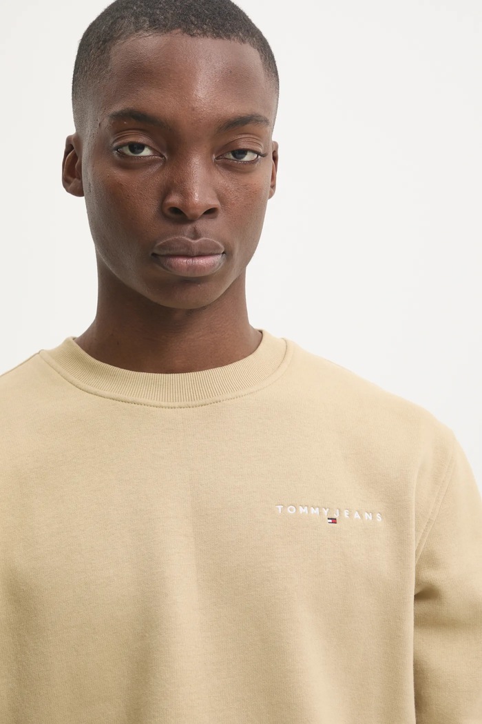 Tommy Jeans mikina pánská s bavlnou béžová DM0DM20249