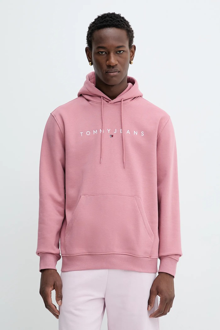 Tommy Jeans Bluza z kapturem męska z bawełną różowy DM0DM20746