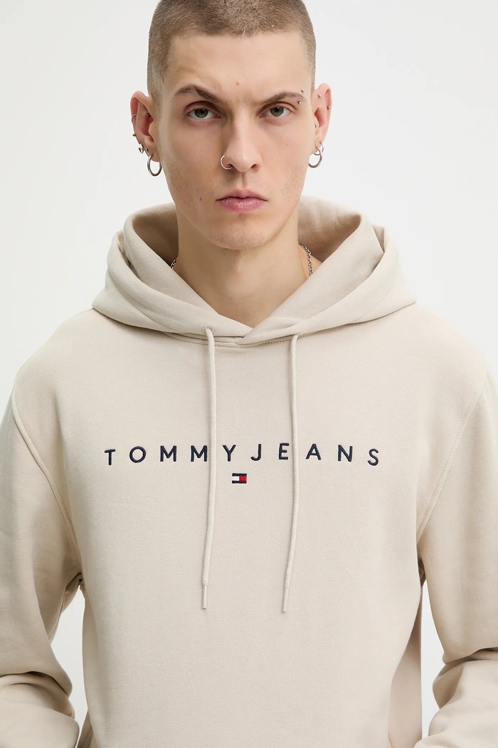 Îmbrăcăminte Tommy Jeans hanorac cu glugă bărbătesc cu bumbac DM0DM20746 bej