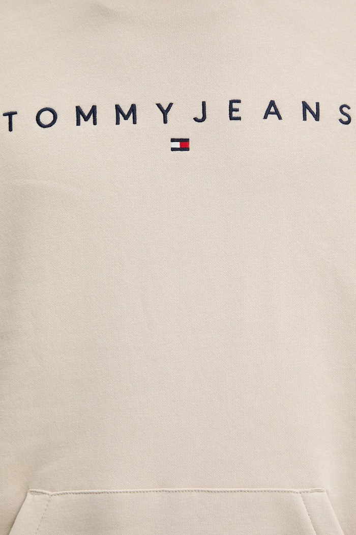 Tommy Jeans hanorac cu glugă bărbătesc cu bumbac bej DM0DM20746