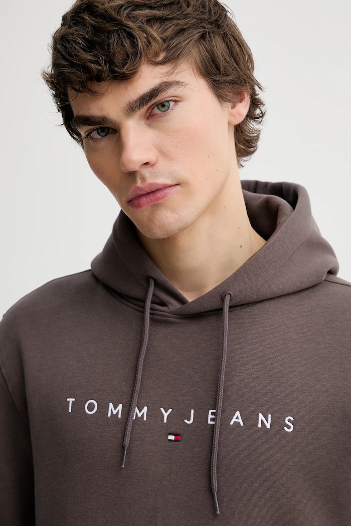 Tommy Jeans μπλούζα με κουκούλα ανδρική βαμβακερή καφέ DM0DM20746