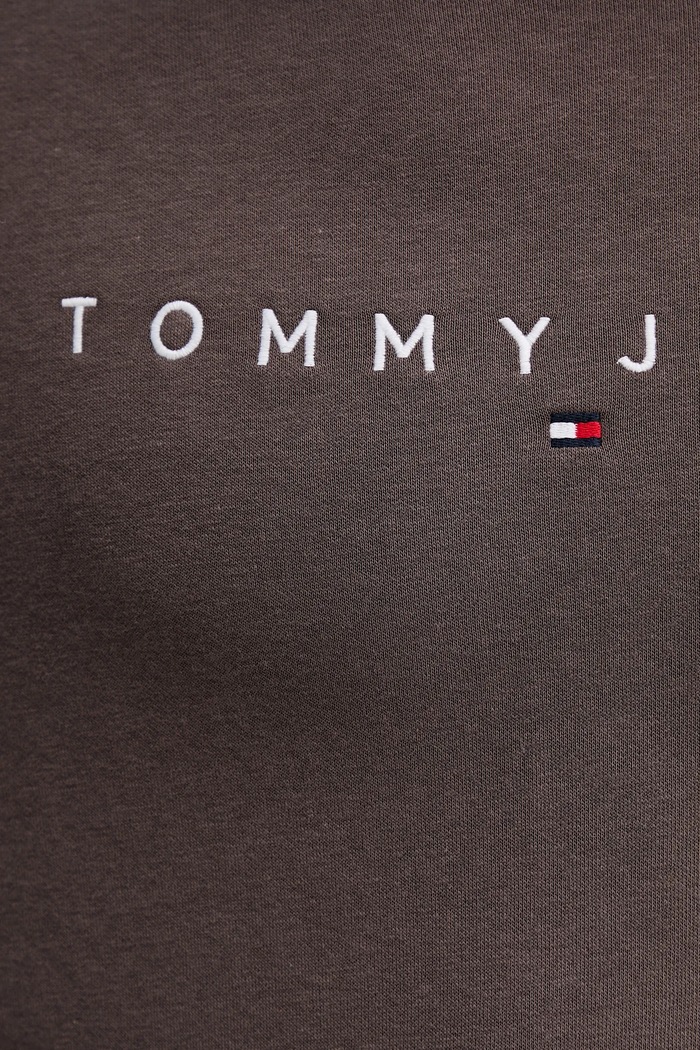 Tommy Jeans μπλούζα με κουκούλα ανδρική βαμβακερή DM0DM20746 καφέ