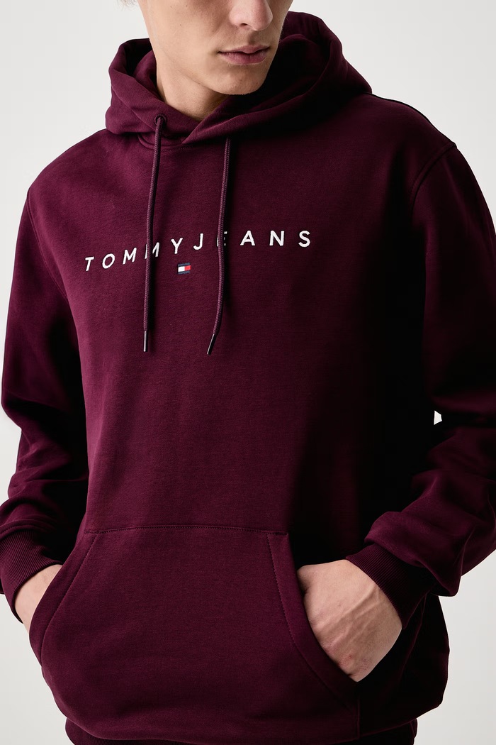 Bluza z kapturem męska z bawełną Tommy Jeans DM0DM20746 bordowy