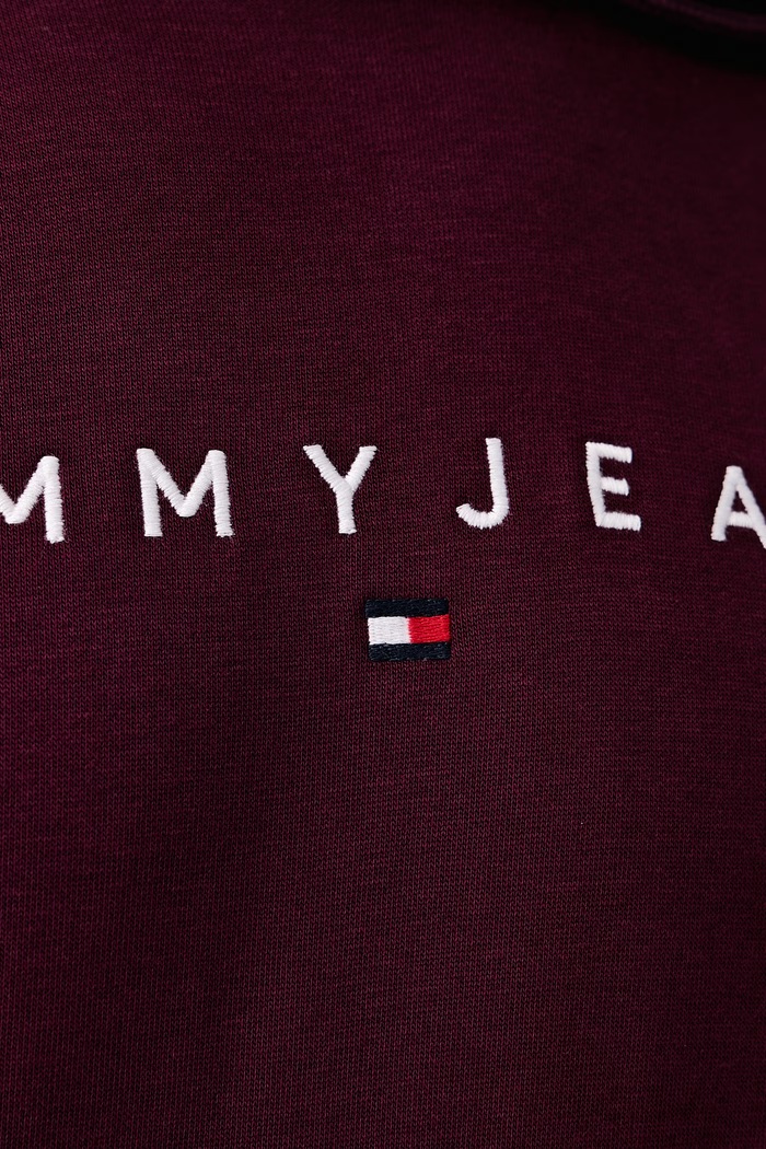 Bluza z kapturem męska z bawełną Tommy Jeans bordowy DM0DM20746