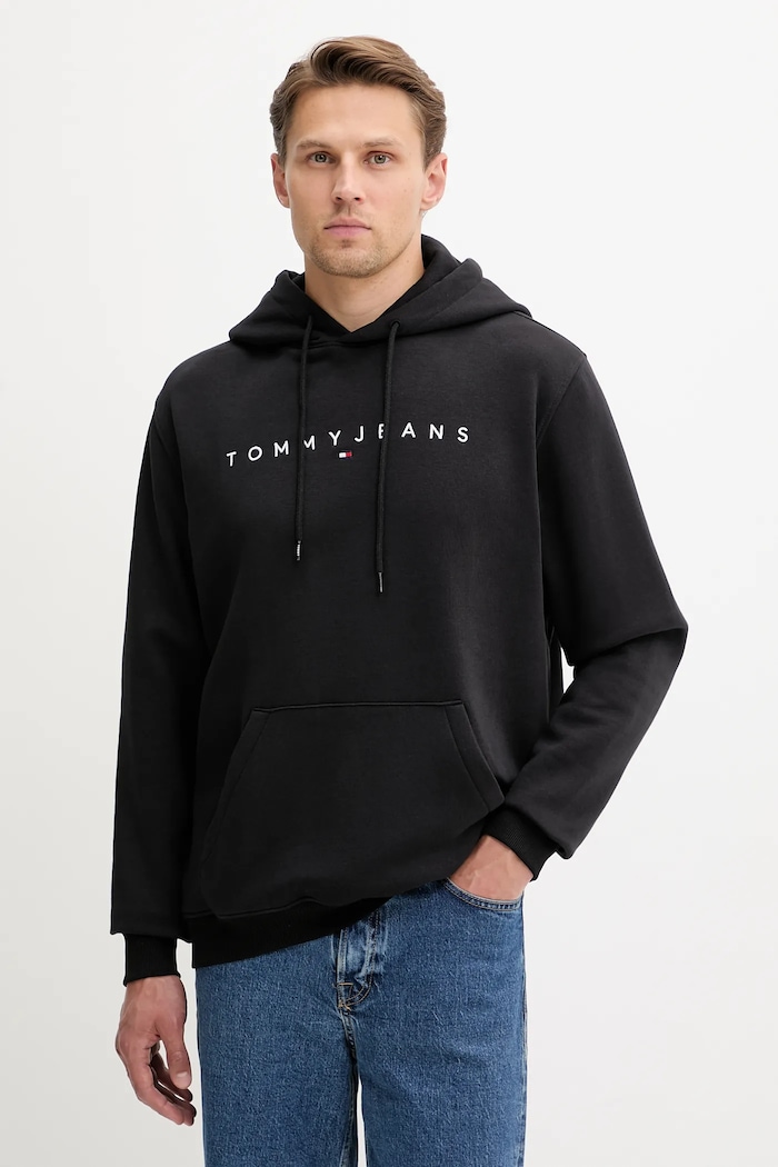 Tommy Jeans Mikina s kapucňou pánska s bavlnou čierna DM0DM20746