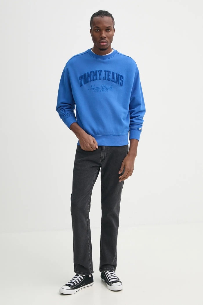 Βαμβακερή μπλούζα Tommy Jeans DM0DM20262 μωβ SS25