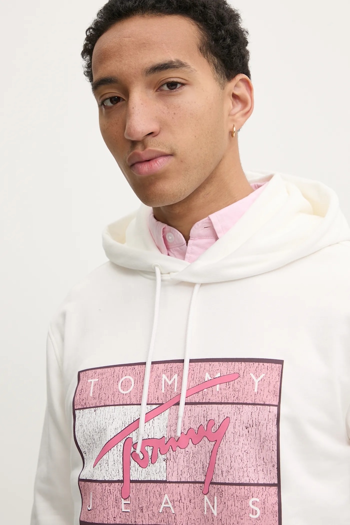 Bavlněná mikina Tommy Jeans béžová DM0DM21100