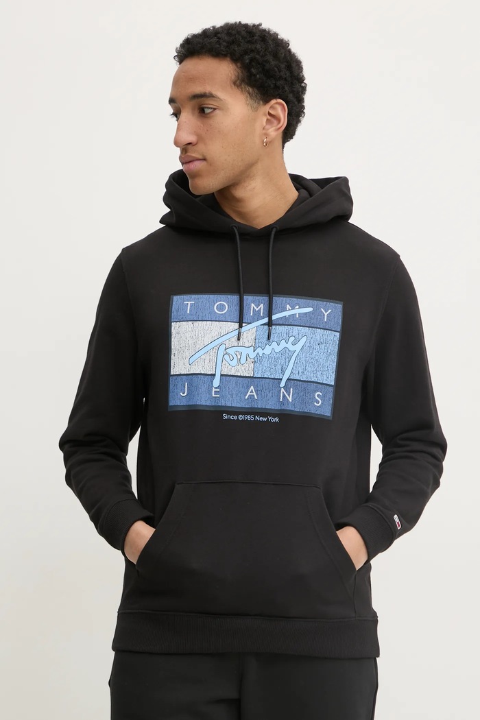 Tommy Jeans pamut melegítőfelső pamut fekete DM0DM21100
