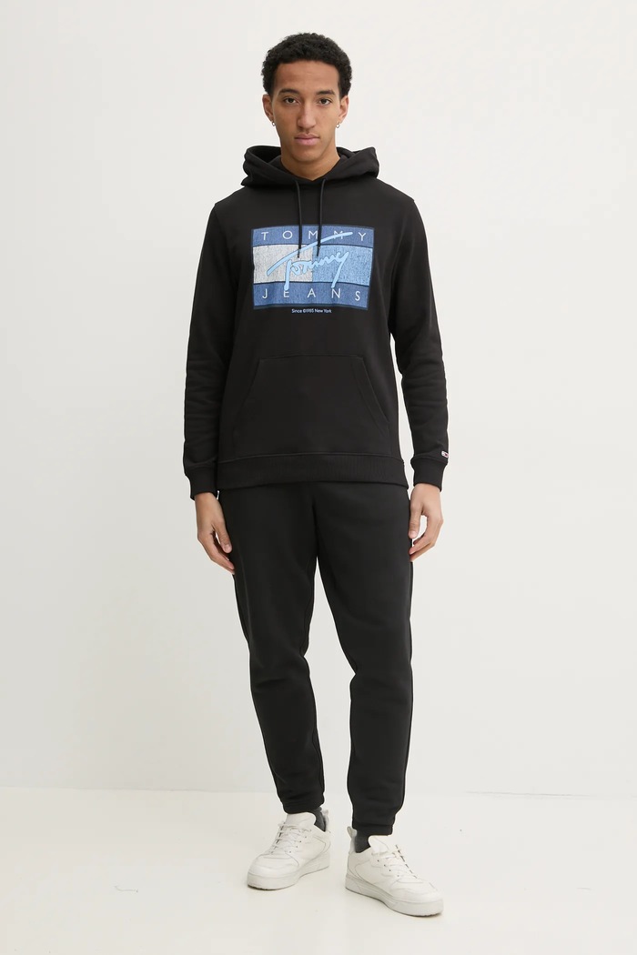 Tommy Jeans pamut melegítőfelső DM0DM21100 fekete SS25