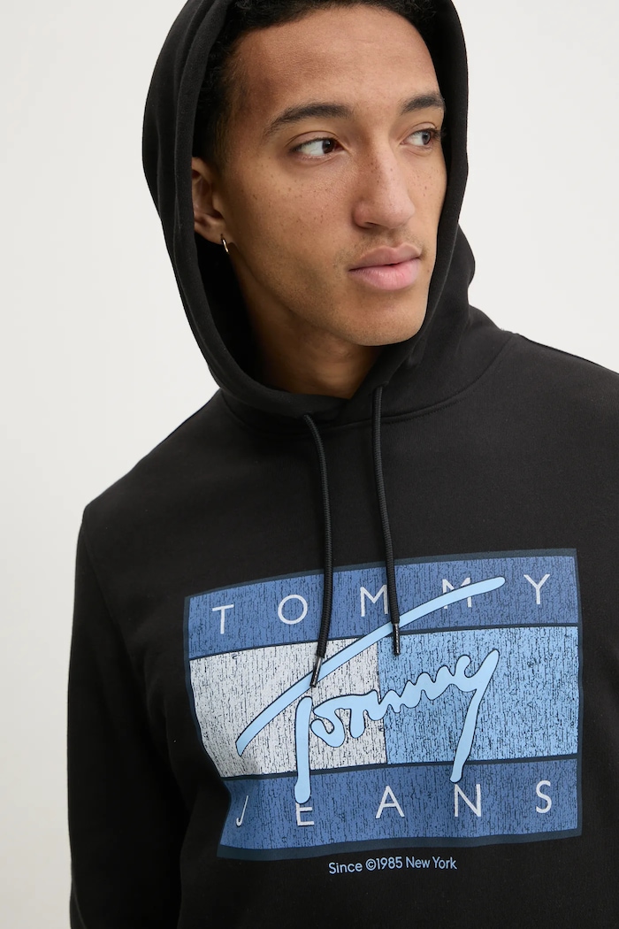 Tommy Jeans pamut melegítőfelső fekete DM0DM21100