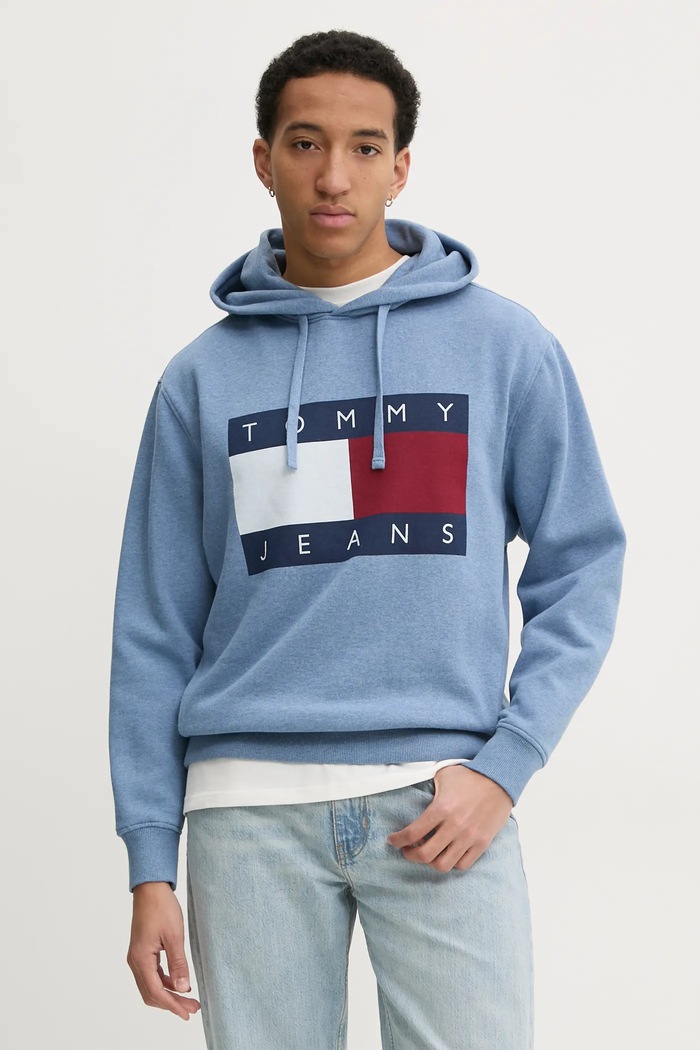 Μπλούζα Tommy Jeans με κουκούλα μπλε DM0DM21174