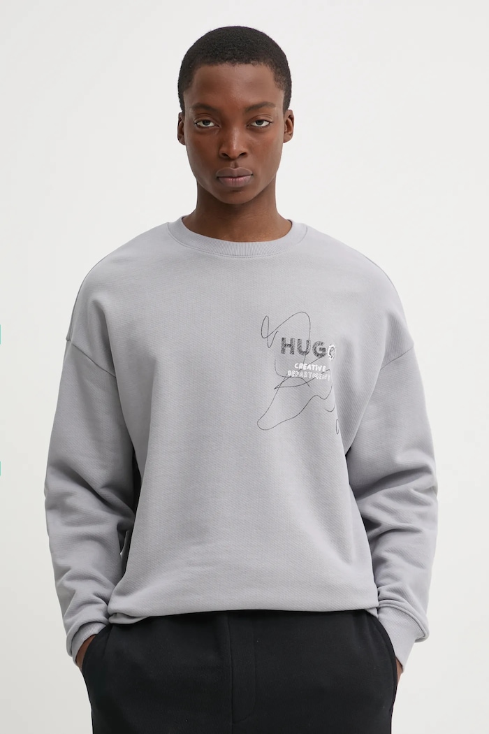 HUGO Blue bluza bawełniana szary 50534210