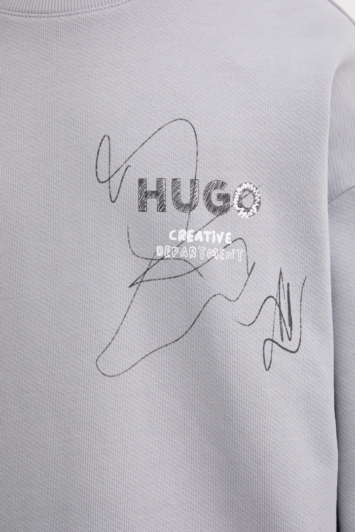 HUGO Blue bluza bawełniana 50534210 szary