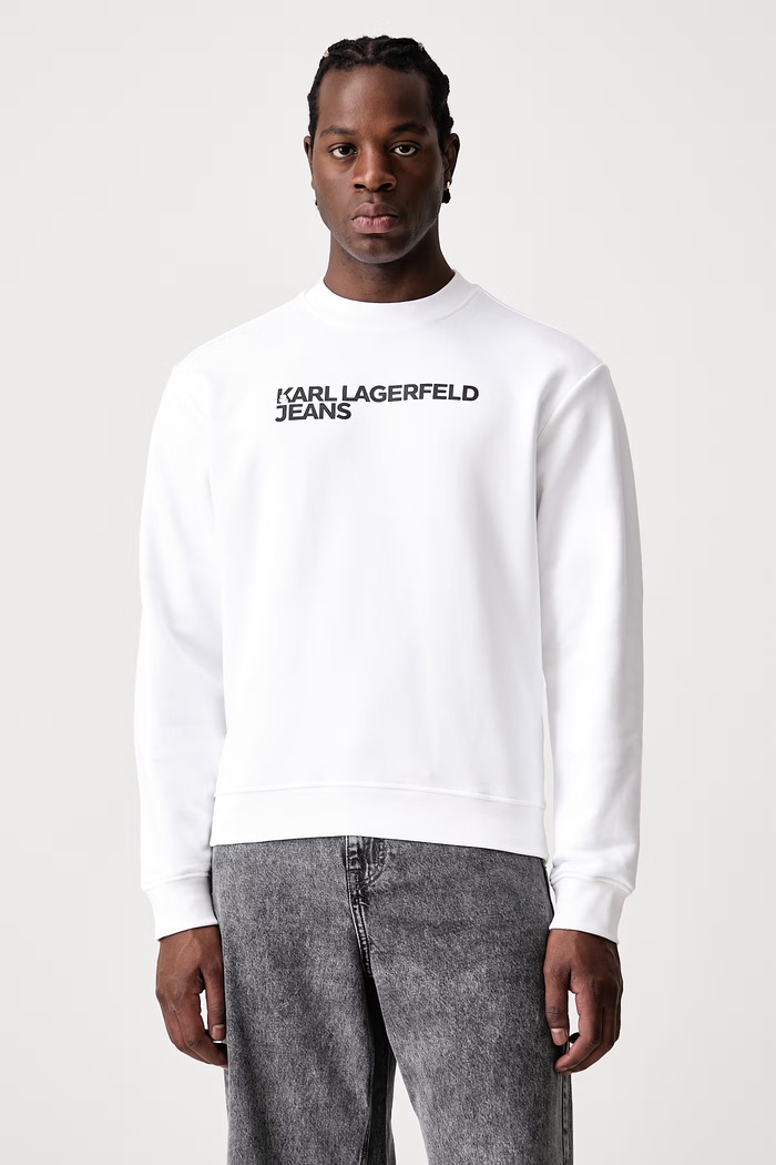 Karl Lagerfeld Jeans Felpa da uomo con cotone bianco A1M20001