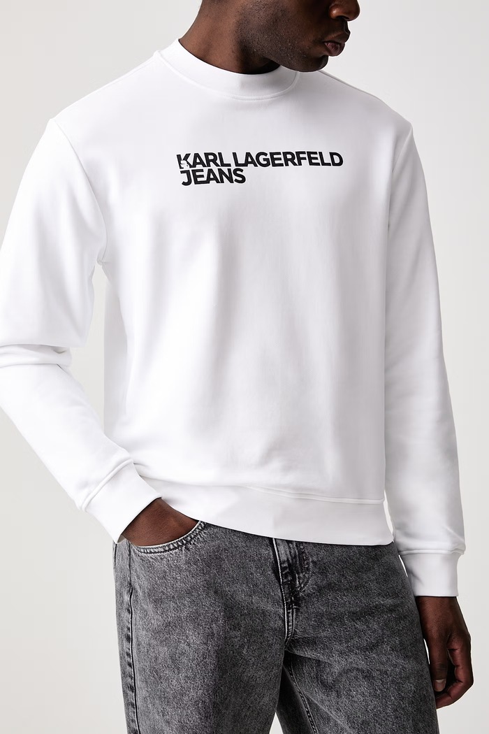 Felpa da uomo con cotone Karl Lagerfeld Jeans A1M20001 bianco