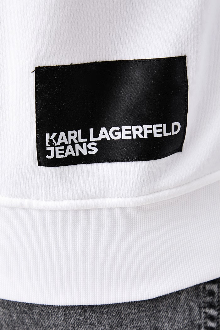 Felpa da uomo con cotone Karl Lagerfeld Jeans bianco A1M20001
