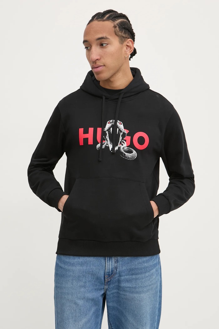 Ρούχα HUGO Βαμβακερή μπλούζα HUGO 50530580 μαύρο