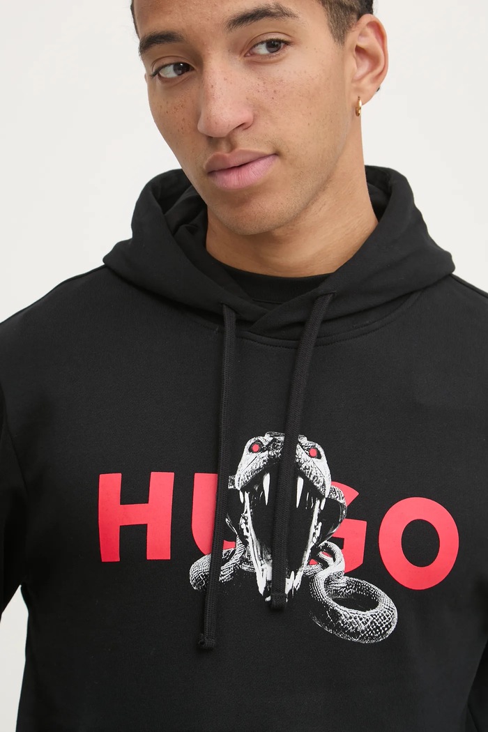 Βαμβακερή μπλούζα HUGO HUGO 50530580 μαύρο