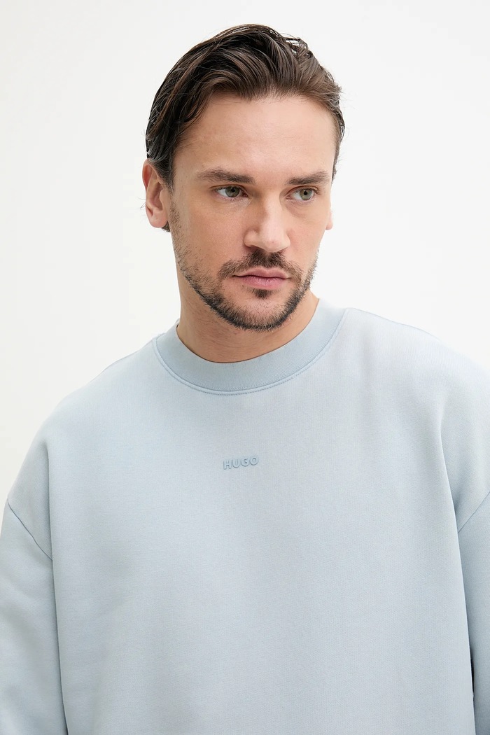 HUGO bluza bawełniana niebieski 50540920