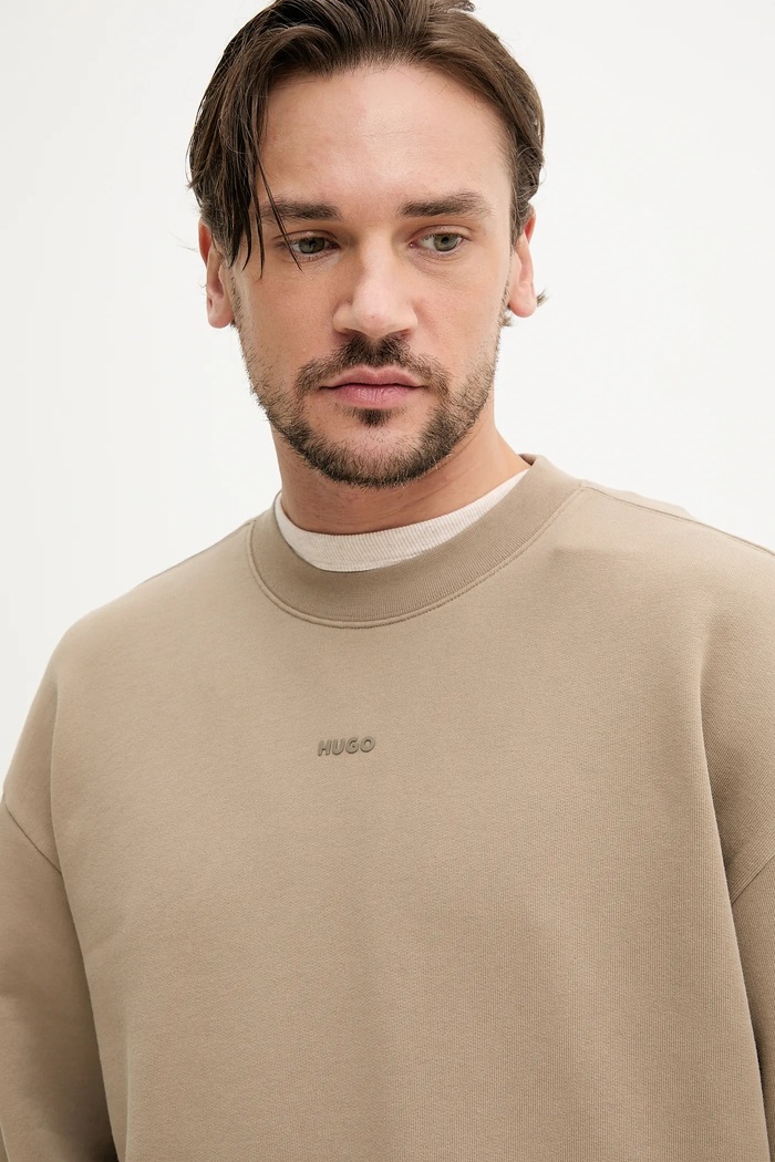 HUGO bluza bawełniana beżowy 50540920