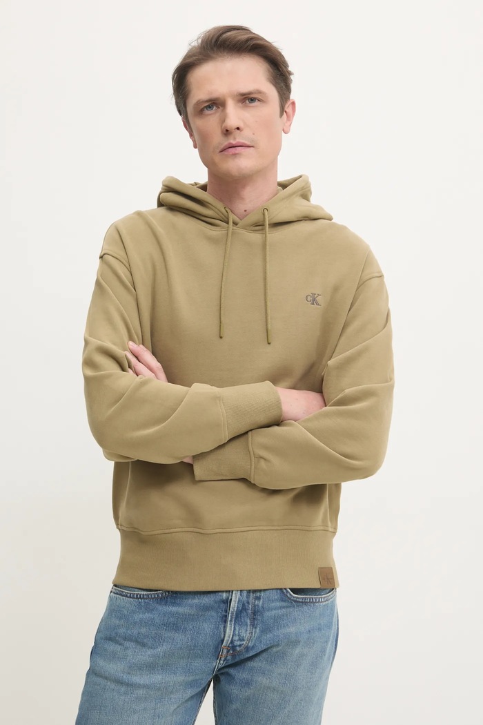 Bavlněná mikina Calvin Klein Jeans zelená J30J326748