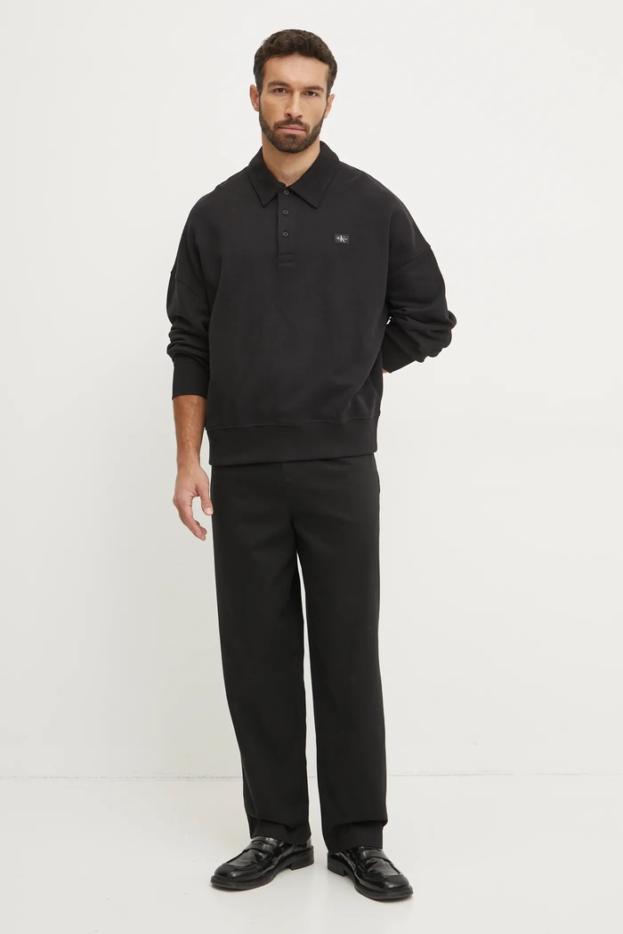 Bavlněná mikina Calvin Klein Jeans J30J327037 černá SS25