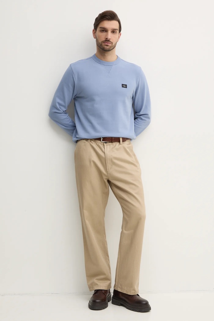 Памучен суичър Calvin Klein Jeans J30J327115 син SS25