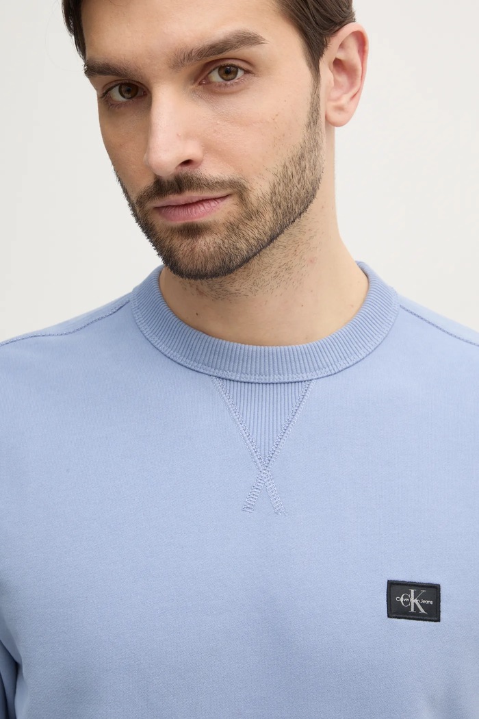 Памучен суичър Calvin Klein Jeans син J30J327115
