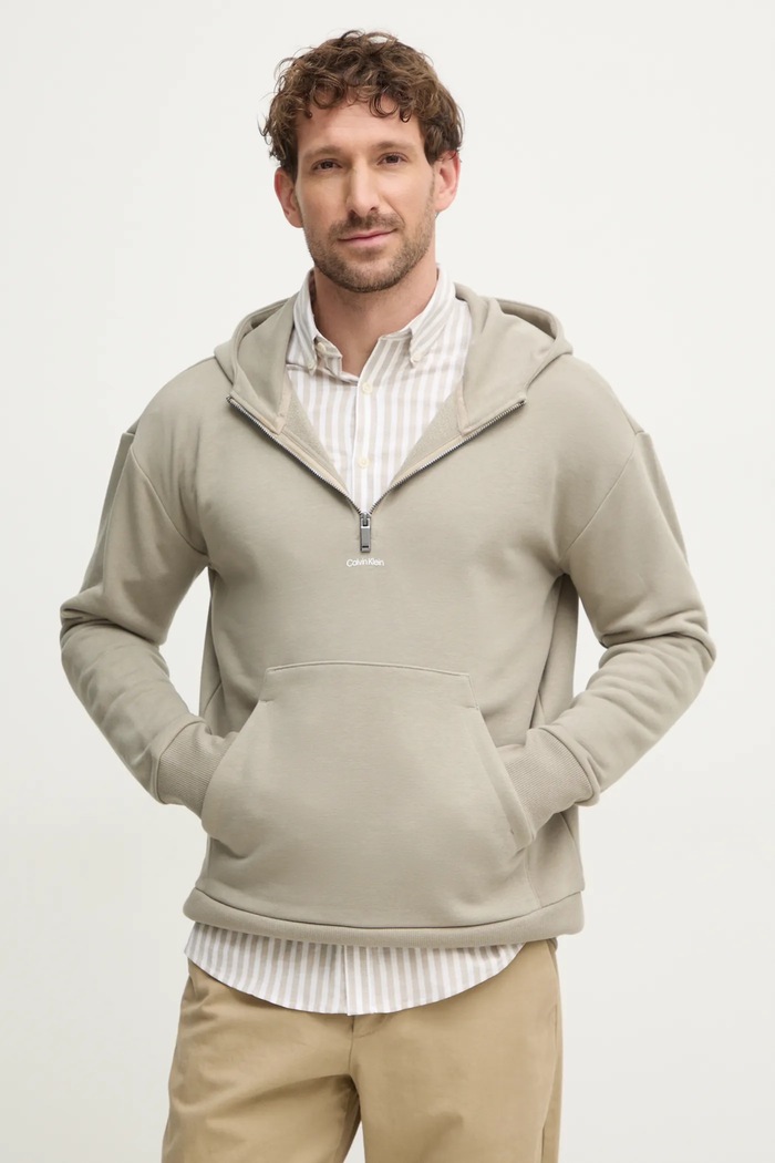Dukserica Calvin Klein s kapuljačom bež K10K113762