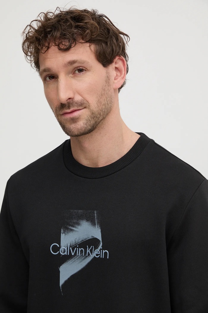 Βαμβακερή μπλούζα Calvin Klein μαύρο K10K114351