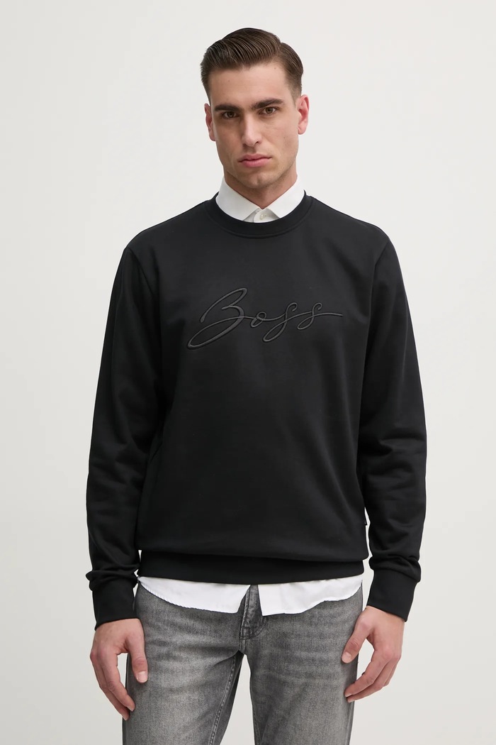 BOSS bluza bawełniana bawełna czarny 50531310
