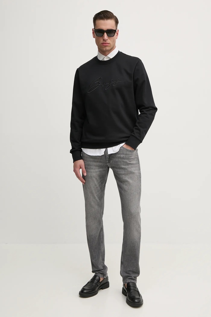BOSS bluza bawełniana 50531310 czarny SS25