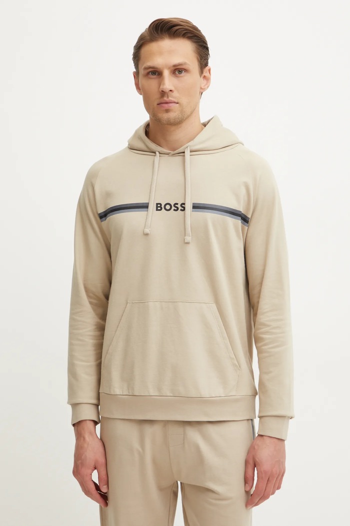 BOSS bluza bawełniana lounge beżowy 50535854