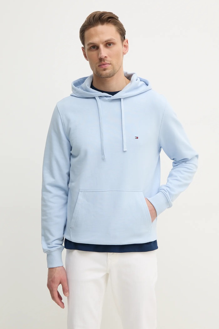 Tommy Hilfiger bluza z kapturem męska bawełniana bawełna niebieski MW0MW37235