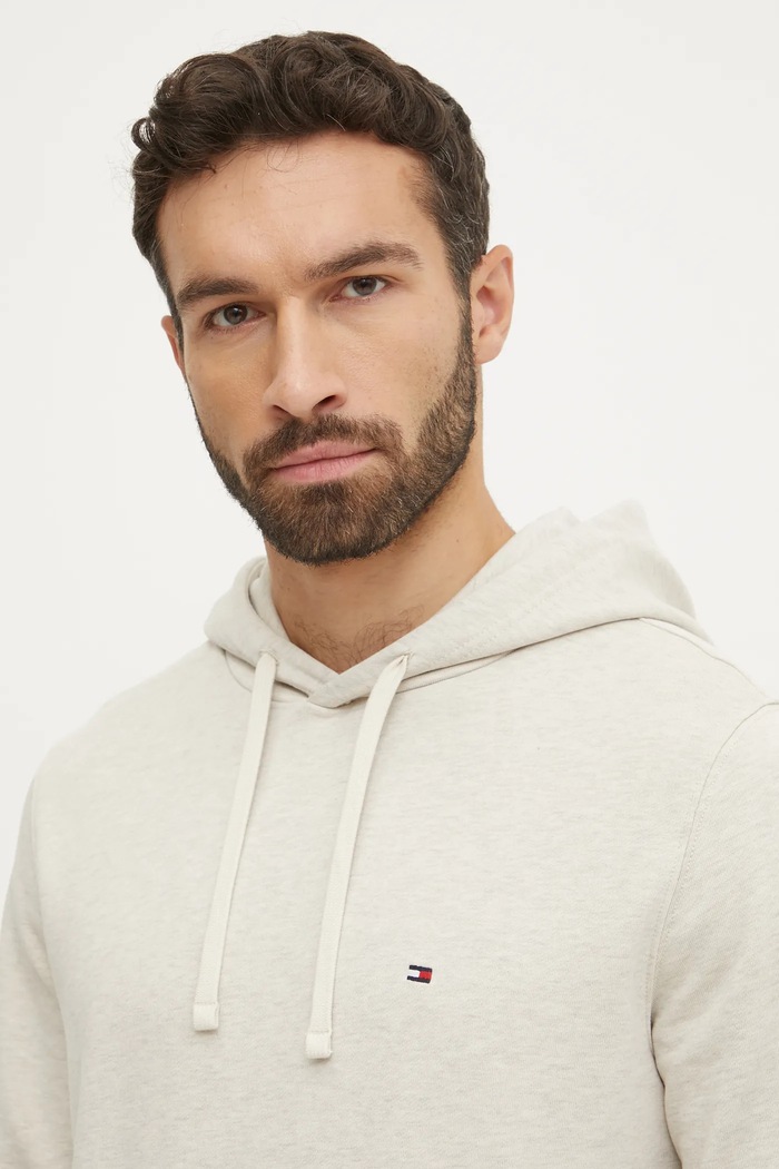 Tommy Hilfiger hanorac cu glugă bărbați din bumbac gri MW0MW37235