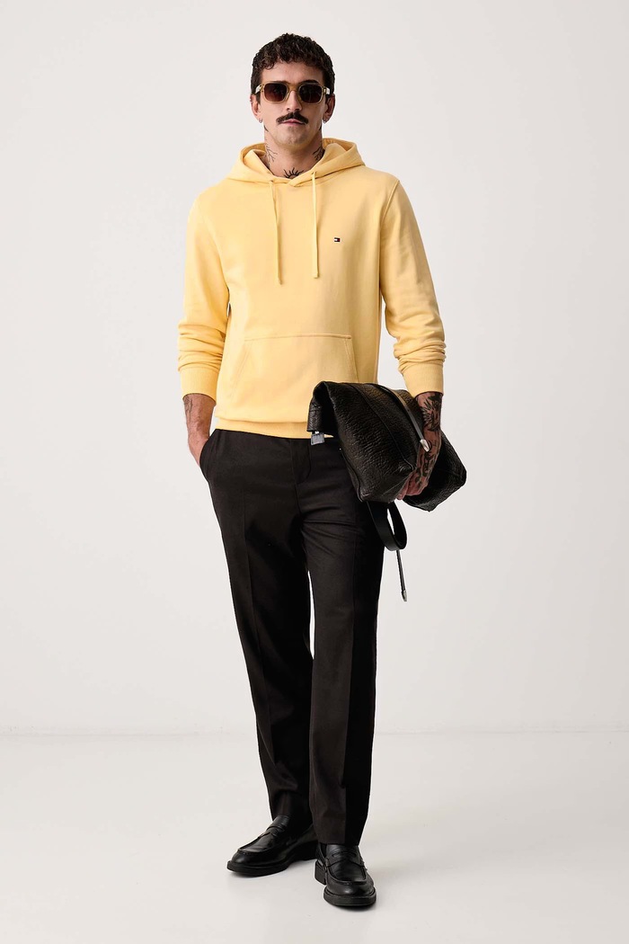 Tommy Hilfiger Bluza z kapturem męska bawełniana MW0MW37235 żółty SS26