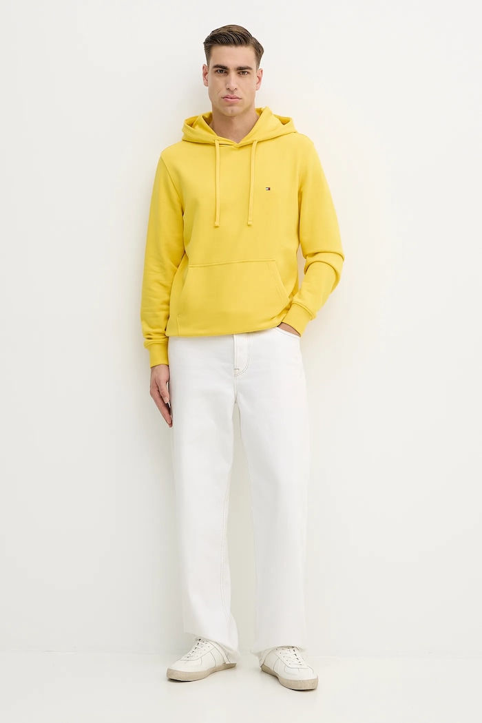 Tommy Hilfiger Hanorac cu glugă bărbătesc din bumbac MW0MW37235 galben SS26