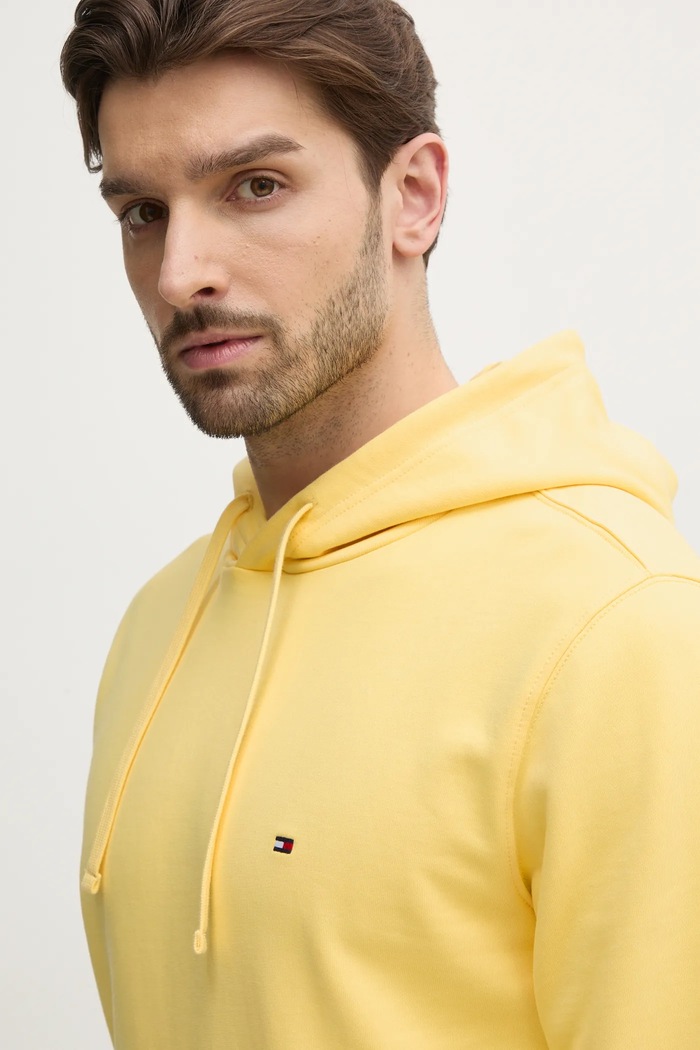 Tommy Hilfiger bluza z kapturem męska bawełniana żółty MW0MW37235