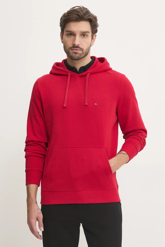 Tommy Hilfiger mikina s kapucí pánská bavlněná směs červená MW0MW37235
