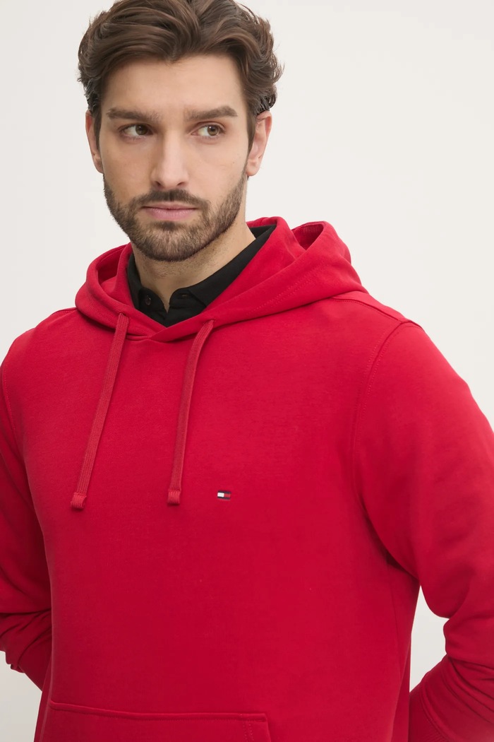 Tommy Hilfiger mikina s kapucí pánská bavlněná červená MW0MW37235