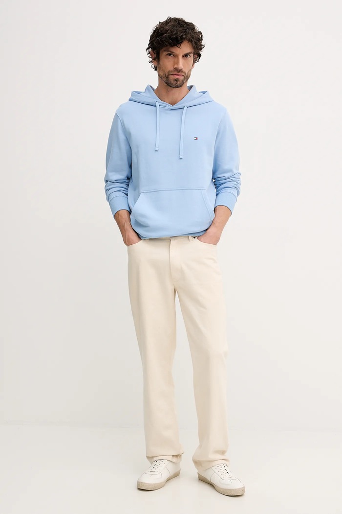 Tommy Hilfiger hanorac cu glugă bărbătesc din bumbac MW0MW37235 albastru SS26