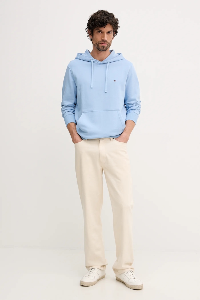 Tommy Hilfiger hanorac cu glugă bărbătesc din bumbac MW0MW37235 albastru SS26