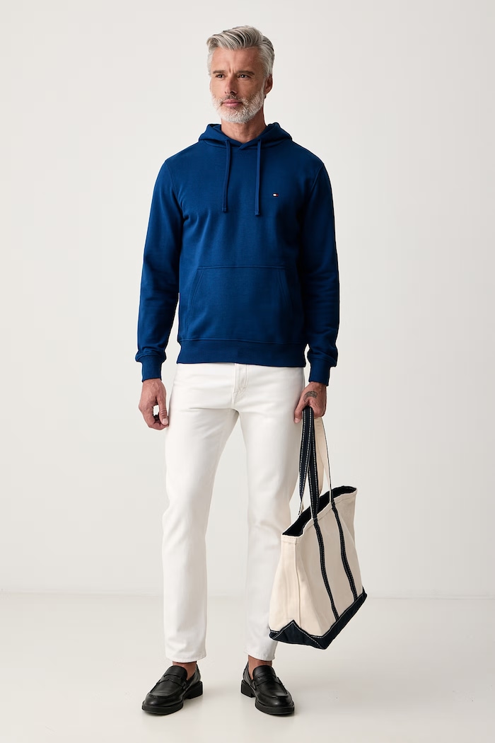Tommy Hilfiger Bluza z kapturem męska bawełniana MW0MW37235 niebieski SS26