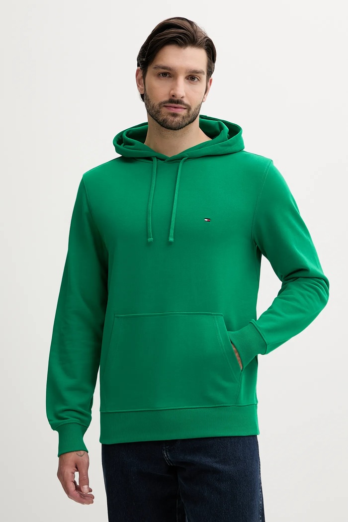 Tommy Hilfiger bluza z kapturem męska bawełniana bawełna zielony MW0MW37235
