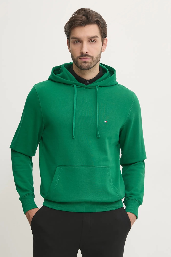Tommy Hilfiger mikina s kapucňou pánska bavlnená zelená MW0MW37235