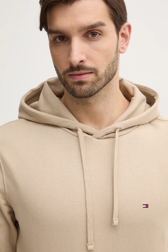 Tommy Hilfiger bluza z kapturem męska bawełniana beżowy MW0MW37235