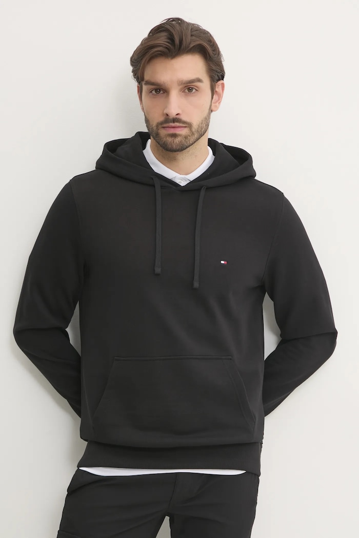 Tommy Hilfiger bluza z kapturem męska bawełniana bawełna czarny MW0MW37235